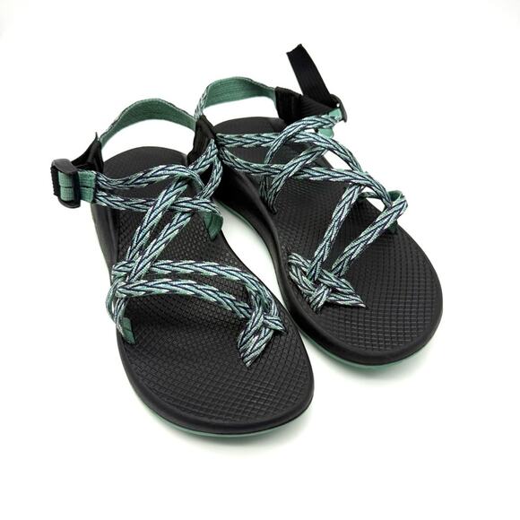 Chaco Z/2 Sandal Strappy Blue Green Diamond Zigzag Pattern Hiking Outdoor Active - Picture 1 of 8